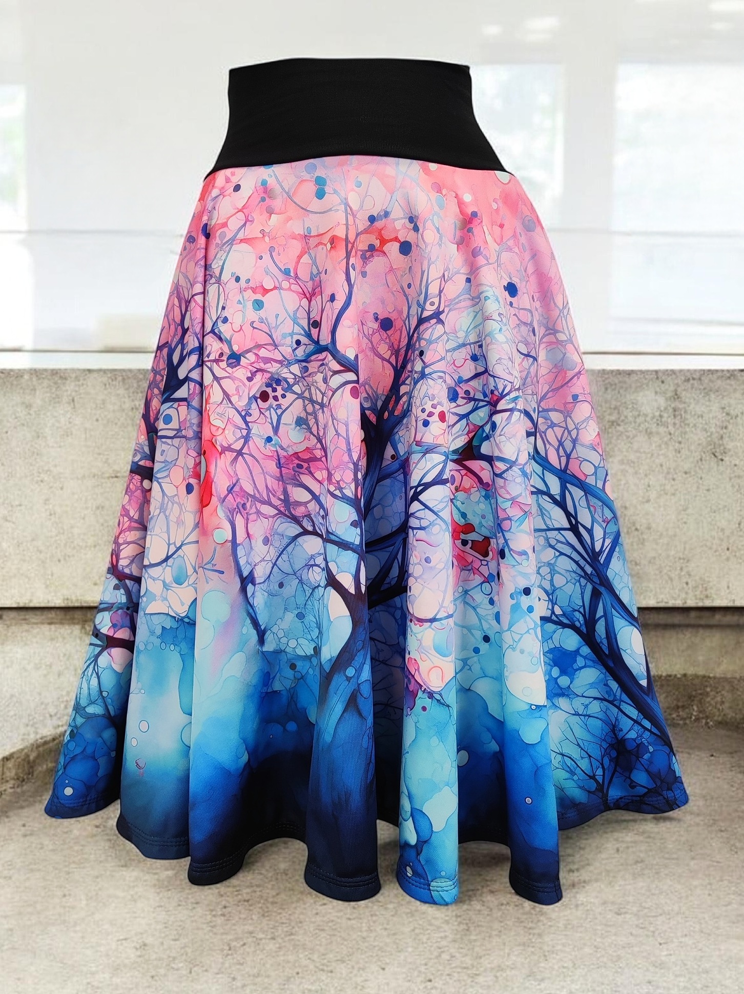 dámská sukně z polyesteru stálobarevná